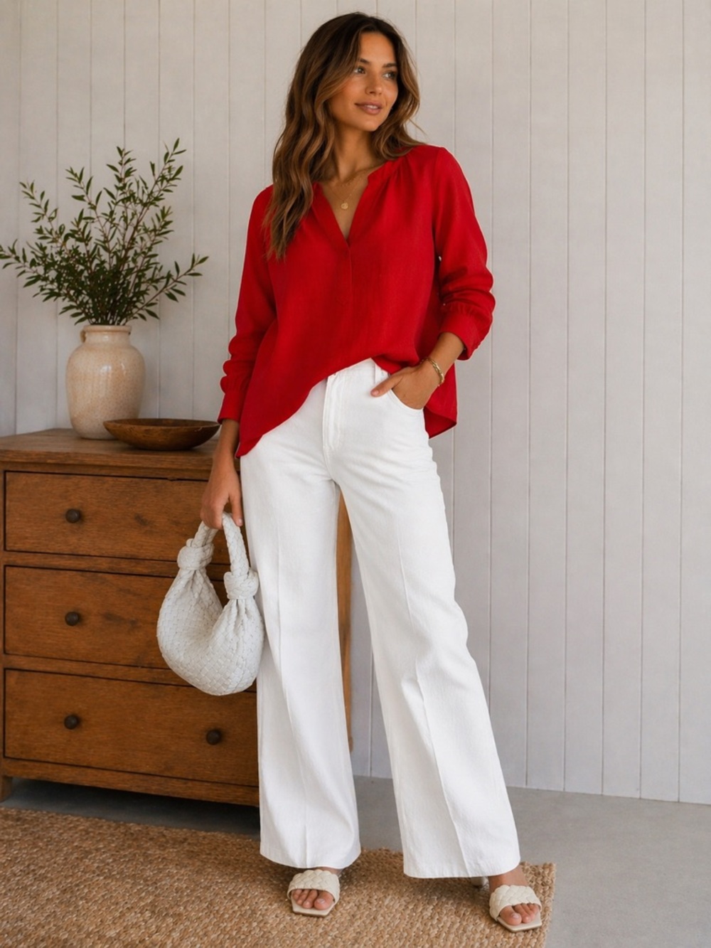 J. Crew Bright linen Split-Neck Peasant Popover Blouse XL Relaxed Top - Picture 2 of 11